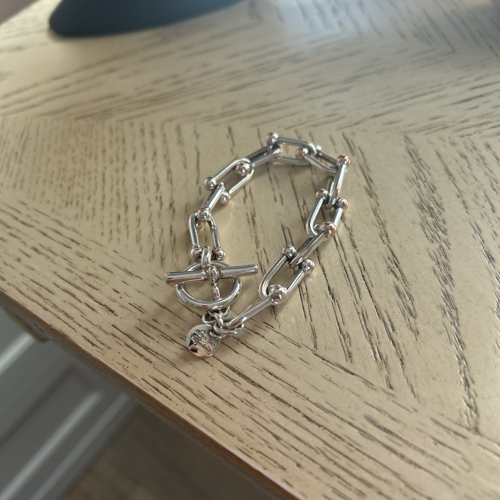 Chunky Silver Link Toggle Chain Bracelet